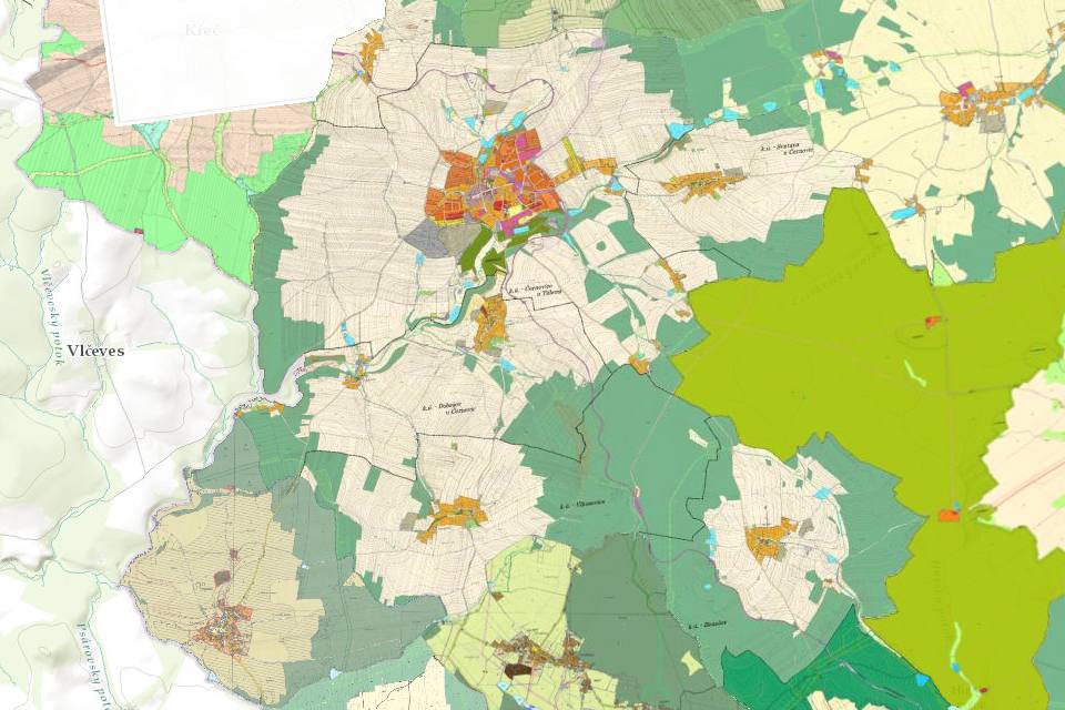 Náhled územního plánu obce Černovice v mapě Mapee