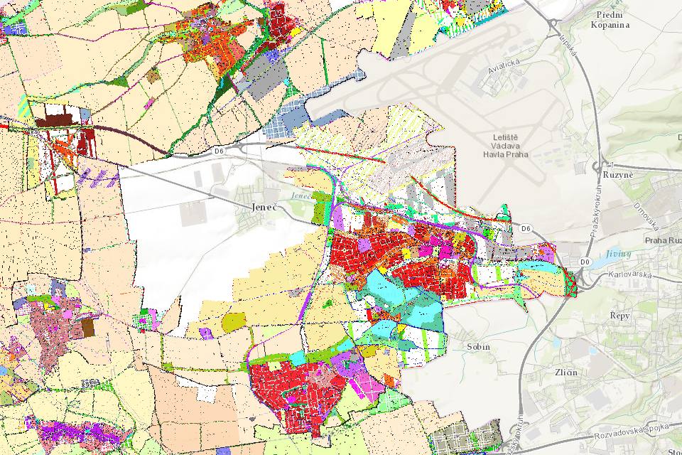 Náhled územního plánu obce Hostivice v mapě Mapee