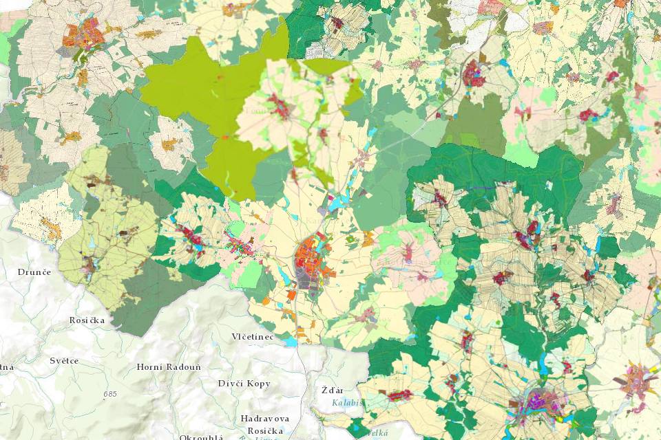 Náhled územního plánu obce Kamenice nad Lipou v mapě Mapee