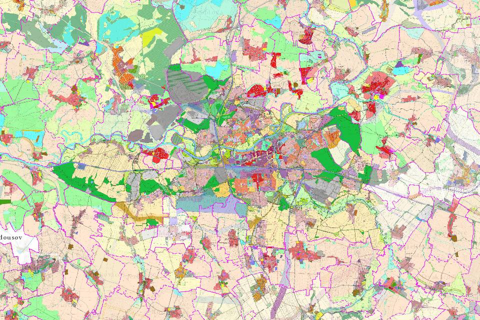 Náhled územního plánu obce Pardubice v mapě Mapee