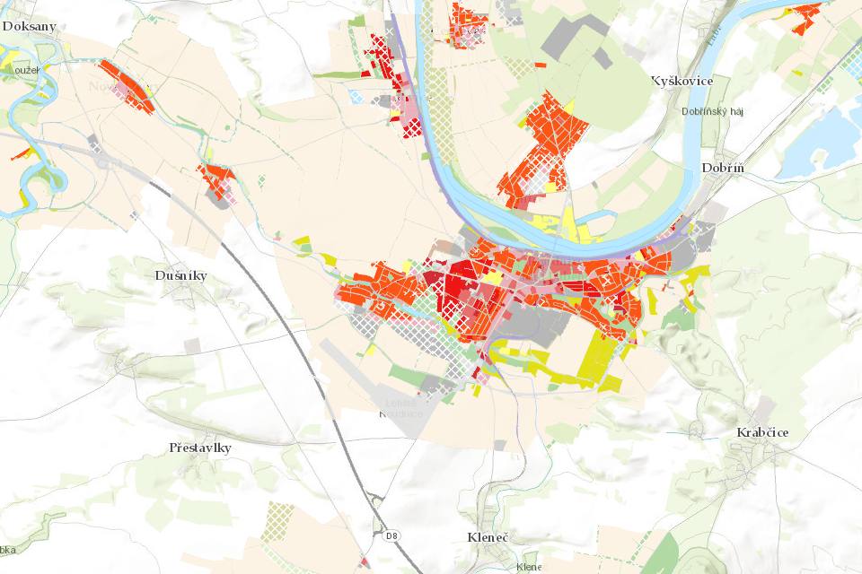 Náhled územního plánu obce Roudnice nad Labem v mapě Mapee