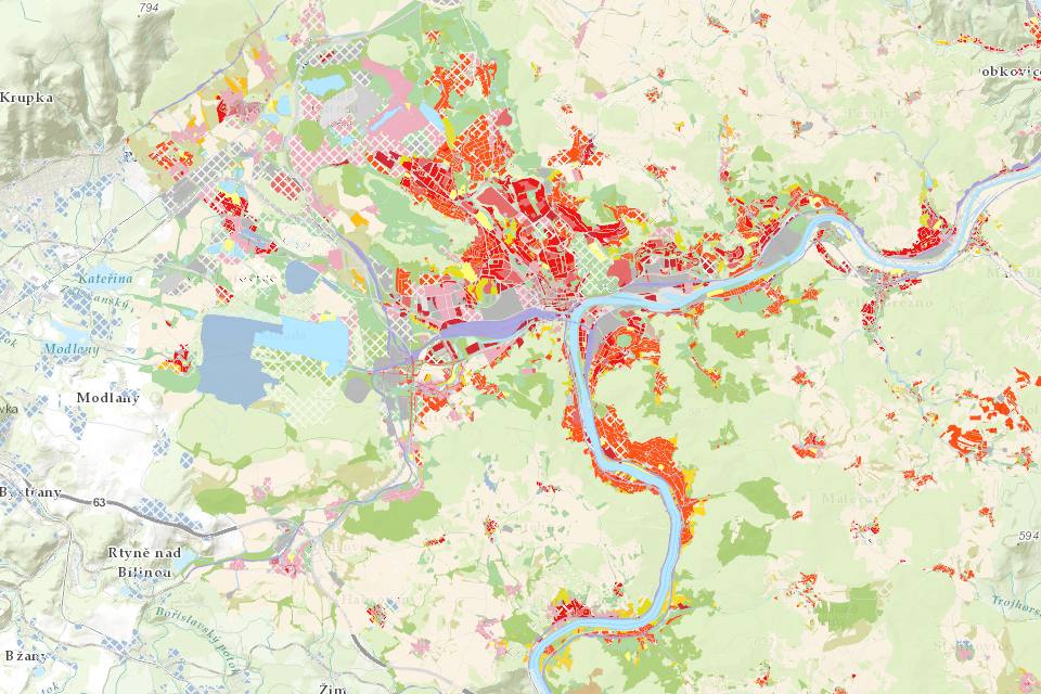 Náhled územního plánu obce Ústí nad Labem v mapě Mapee